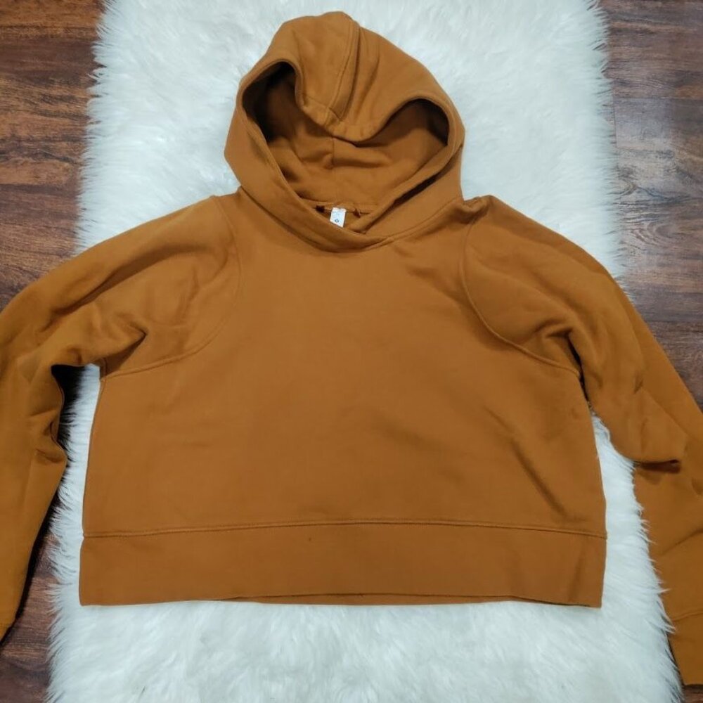 Lululemon Athletica Loungeful Womens Size 10 Boxy Cropped Hoodie Butternut Brown - Picture 3 of 12
